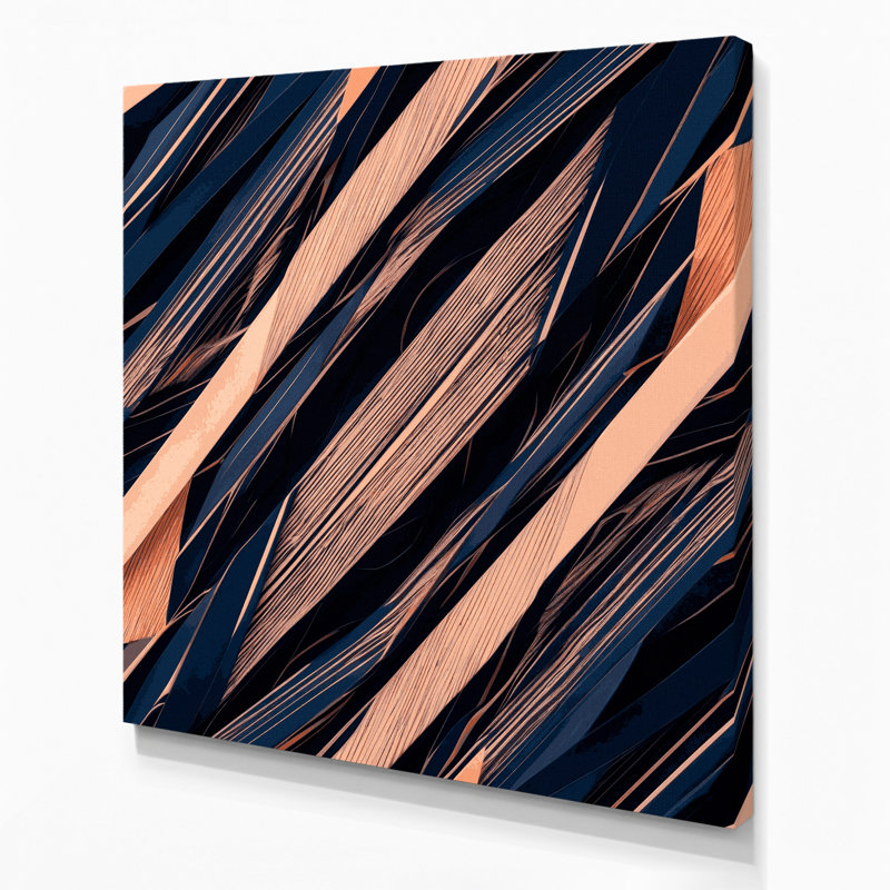 «Geometric Abstraction 50», art mural sur toile bleue, H 12 po x l 12 po