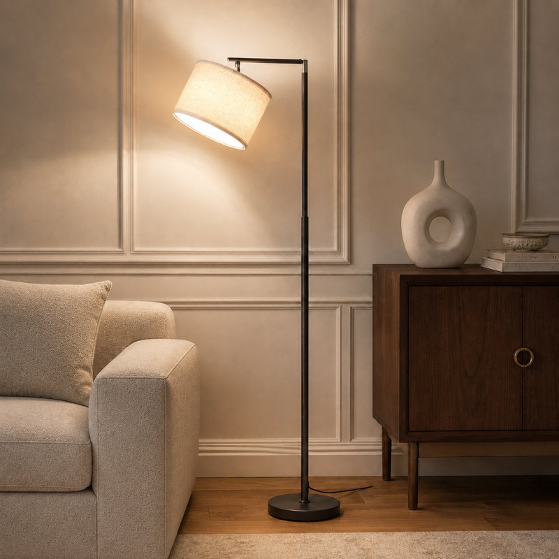 64" Adjustable Arm Arched Floor Lamp