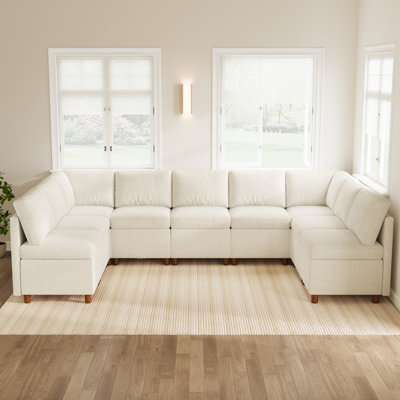 Modular Corner Dining Banquette with Storage, 9-Person Upholstered Dining Bench, Breathable Chenille with 2 Corner Seats