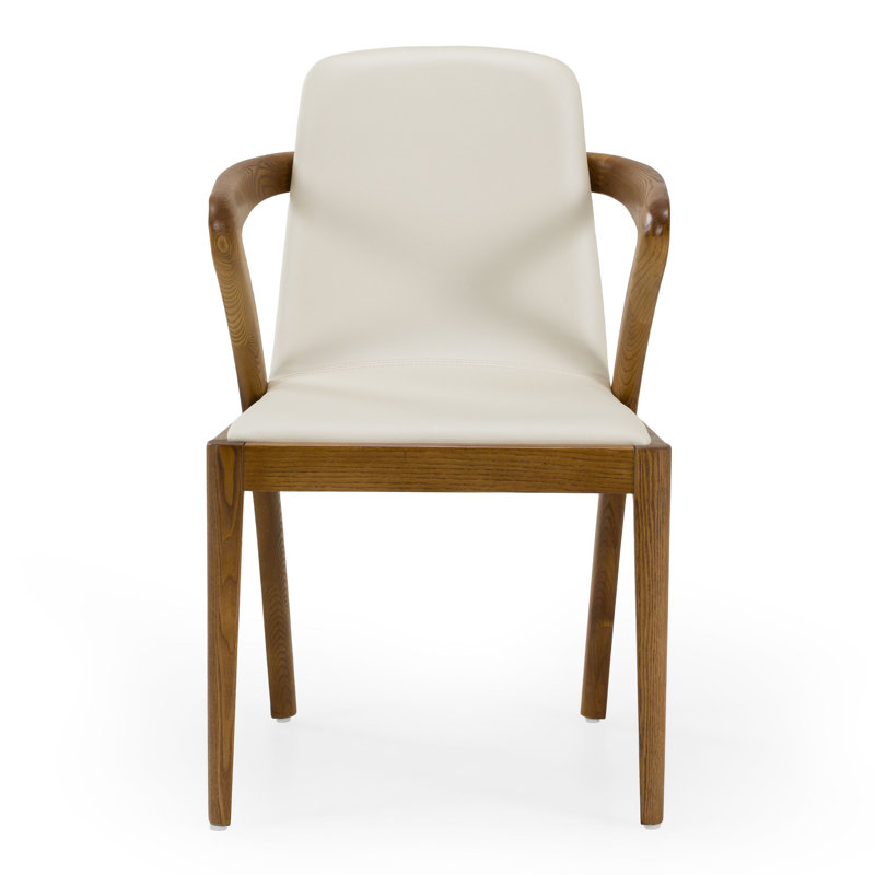 Chaise rembourrée en bois massif Downham de couleur crème