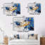 Bleu, jaune, cubiste, kaléidoscope, 3 pièces