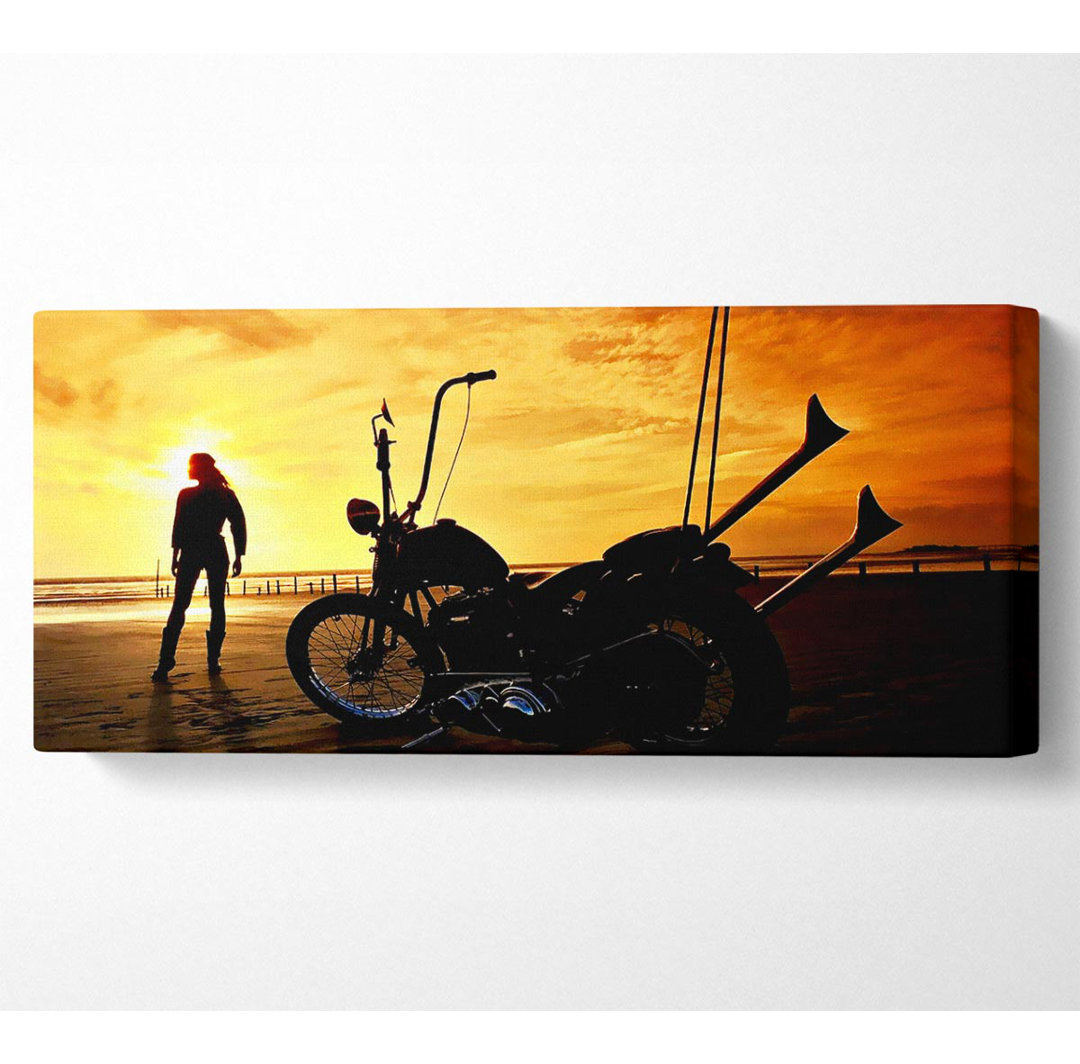 Harley Davidson Sonnenuntergang - Kunstdrucke auf Leinwand