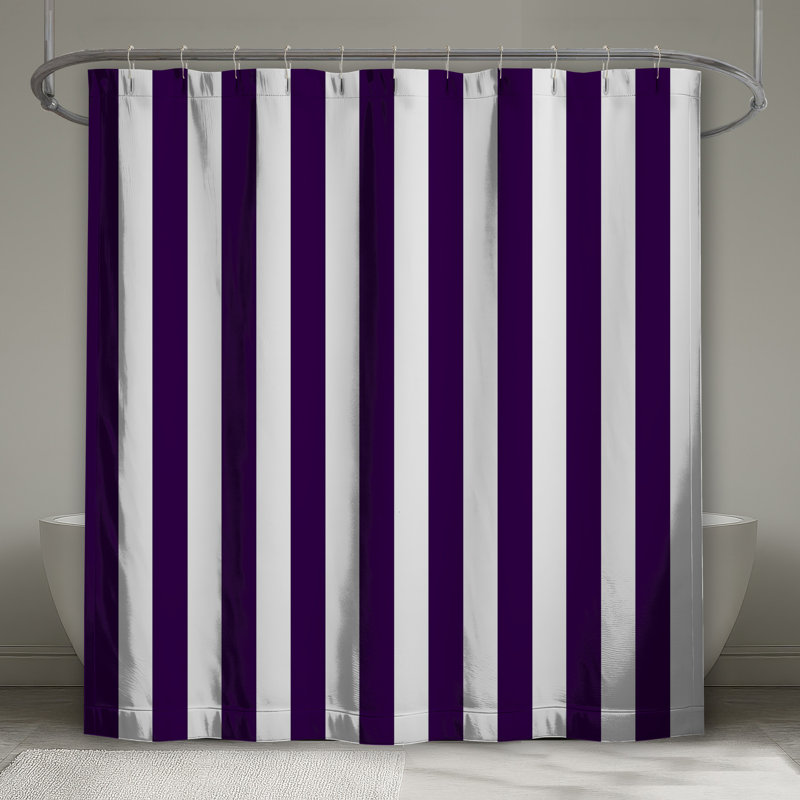 Purple White Stripes Shower Curtains Extra Long, 70 po l x 72 po H