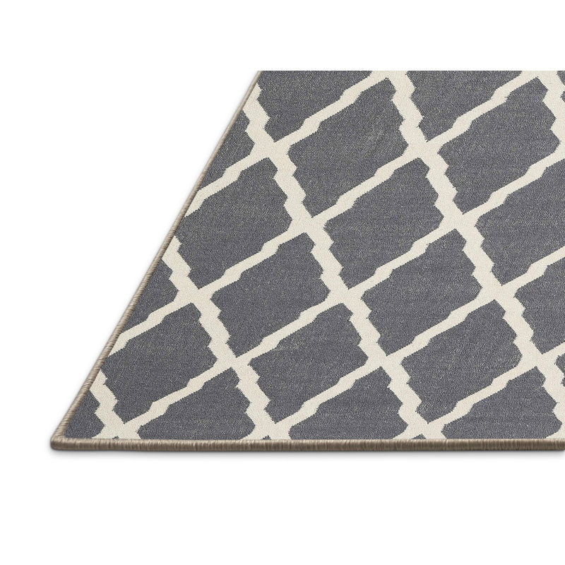 Tapis contemporain gris / blanc, Rectangle 7 pi 0 po x 9 pi 0 po