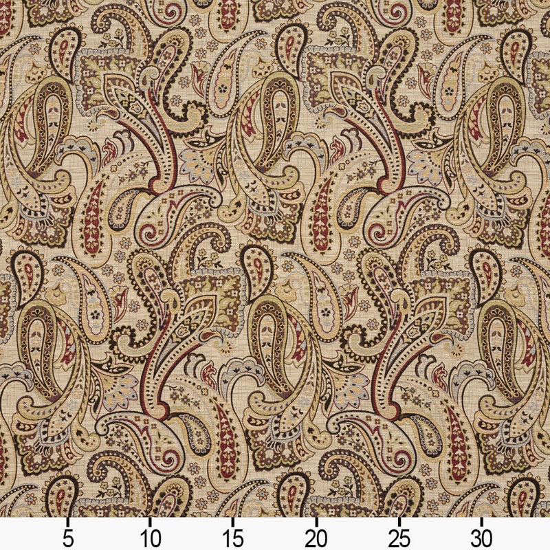 Tissu motif cachemire, Brun clair / rouge