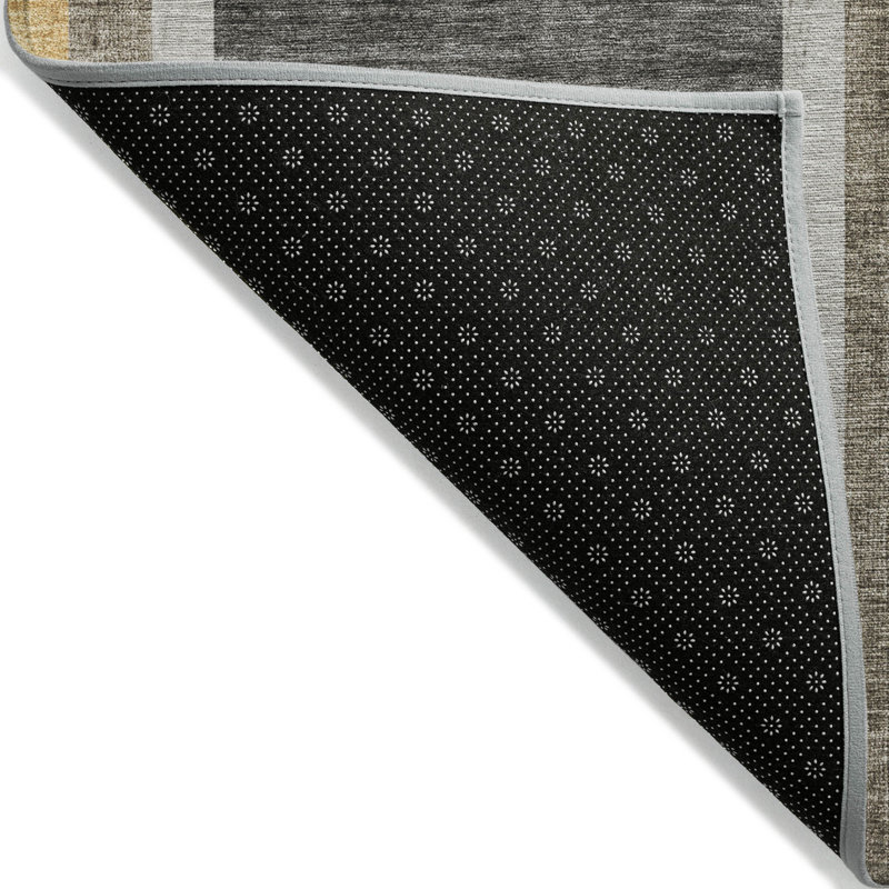 2' X 3' Taupe and Gray Abstract Washable Non Skid Indoor Outdoor Area Rug