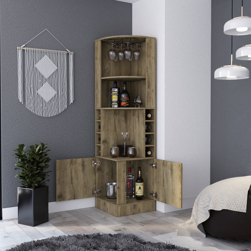Finish Bar Cabinet With 8 Storage And Style In For Organized Accessories, Beige