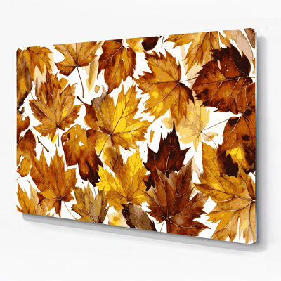 Botanical Beech Leaves Brown Metal Wall Art