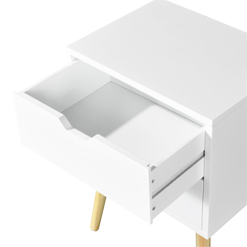 Table d'appoint avec 2 tiroirs, Blanc