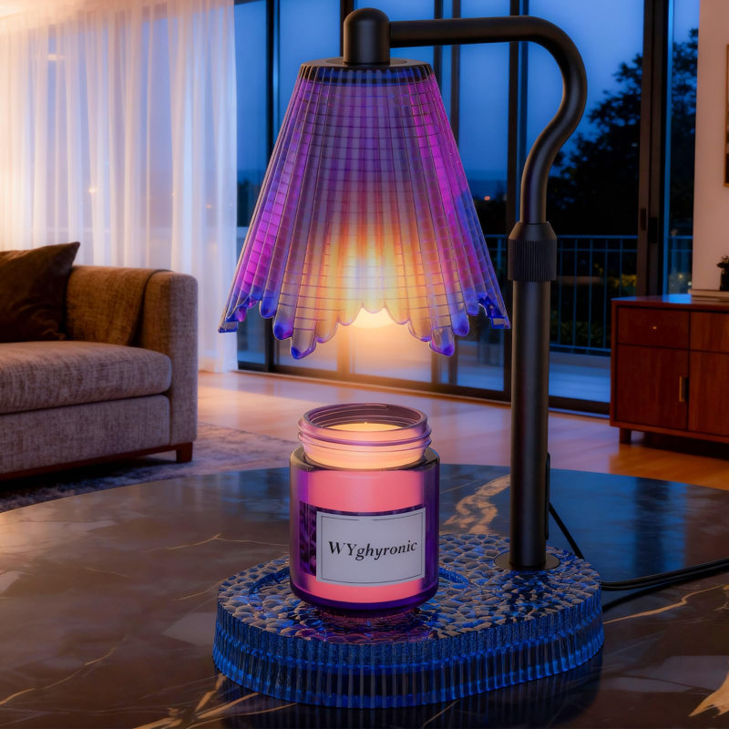 Lampe chauffe-bougie, minuterie et variateur à 4 niveaux, hauteur réglable, bleue