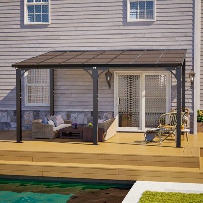 14x10 FT Hardtop Gazebo, Heavy Duty Outdoor Pergola with Tinted Polycarbonate Roof, UV & Snow Resistant, Rustproof Aluminum Frame – For Patio, Backyard, Garden, Carport