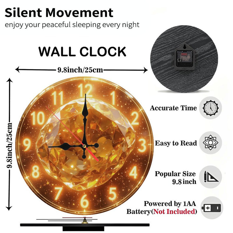 Horloge brillante avec diamant doré