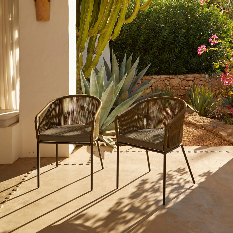 Fabiano Patio Dining Armchair with Cushion, Green