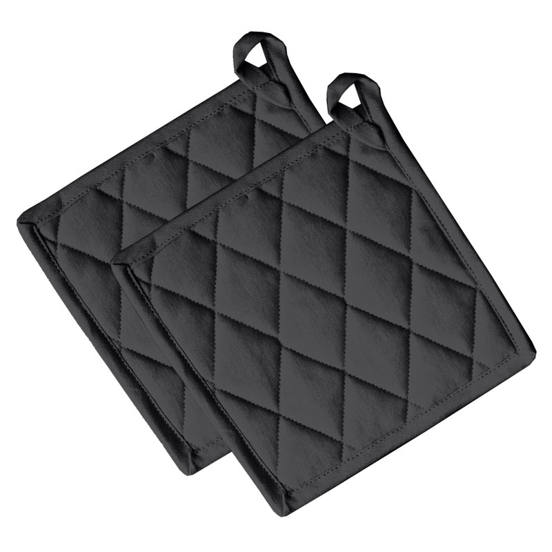 FabStyles Cotton Potholder Set, Black