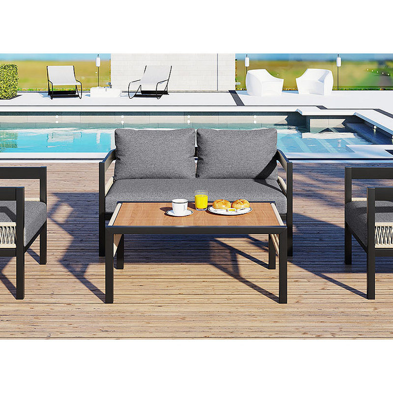 Ensemble de canapé d'extérieur pour plusieurs personnes avec une table, décoration en rotin, imperméable, antirouille, adapté au jardin, à la pelouse