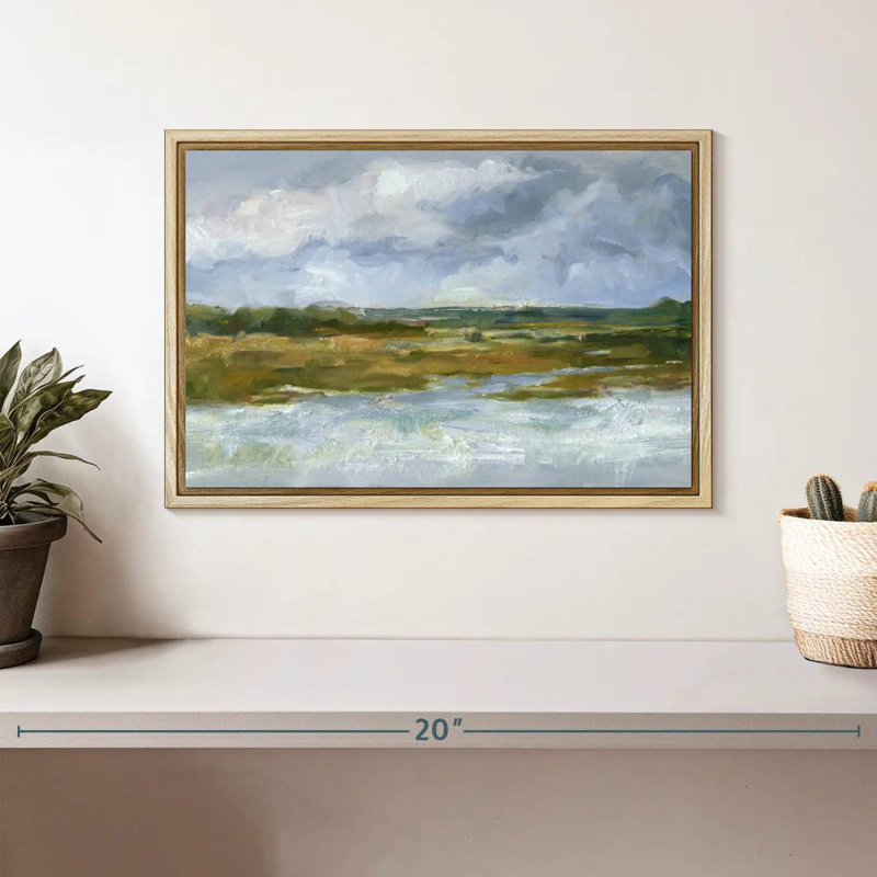 May Skies I, Cadre flottant en bois naturel, 13 po x 9 po