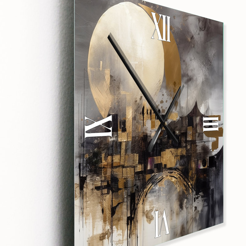 Horloge murale moderne Exploration de la lune évolutive I, H 32 po x l 24 po x P 1 po