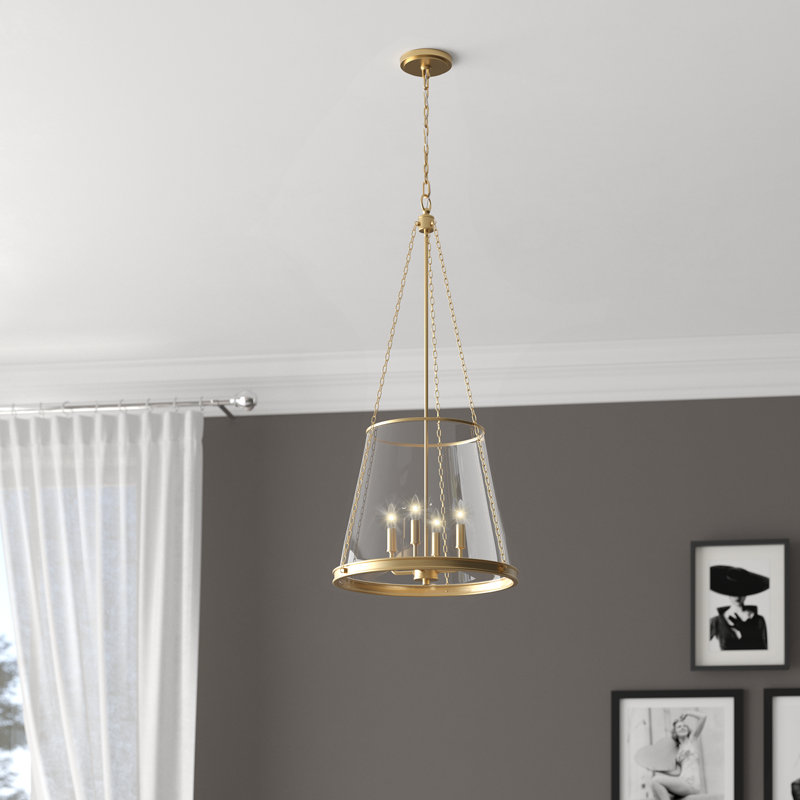 Luminaire suspendu 4 lumières Malvern, Laiton frotté