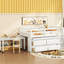 Lit mezzanine simple avec bureau portable et rangement supplémentaire, blanc, pour la chambre à coucher-718631709-718631707