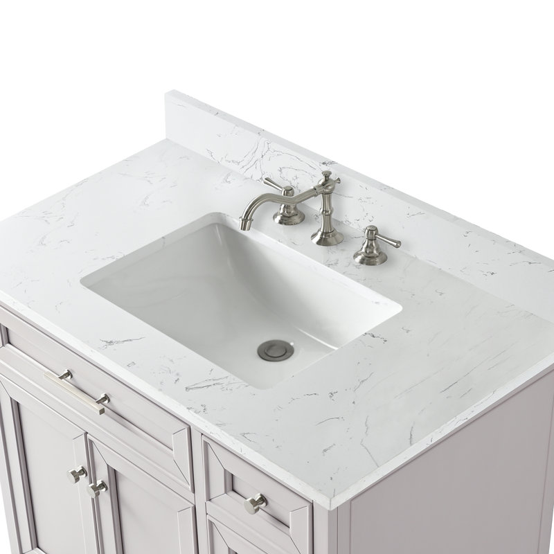 Thompson 36" W Single Bathroom Vanity, Taupe/Brushed Nickel