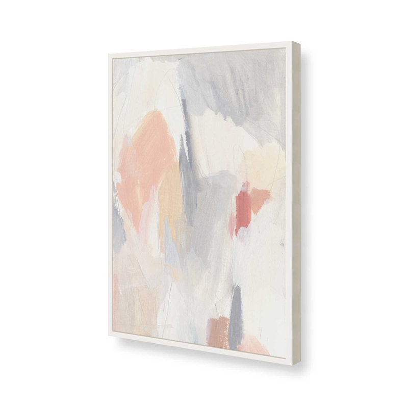 Doux rosé et crème abstraite, impression, H 25 po x l 19 po, Cadre ouvert à coins ouverts, blanc opaque