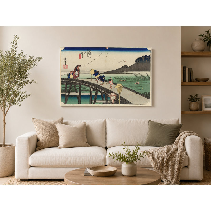 Kakegawa: Vue éloignée du mont Akiba (1833 - 1834) - Art mural sur toile paysage