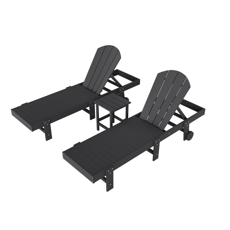 Ensemble de chaises longues inclinables extérieures en poly Lagune, gris