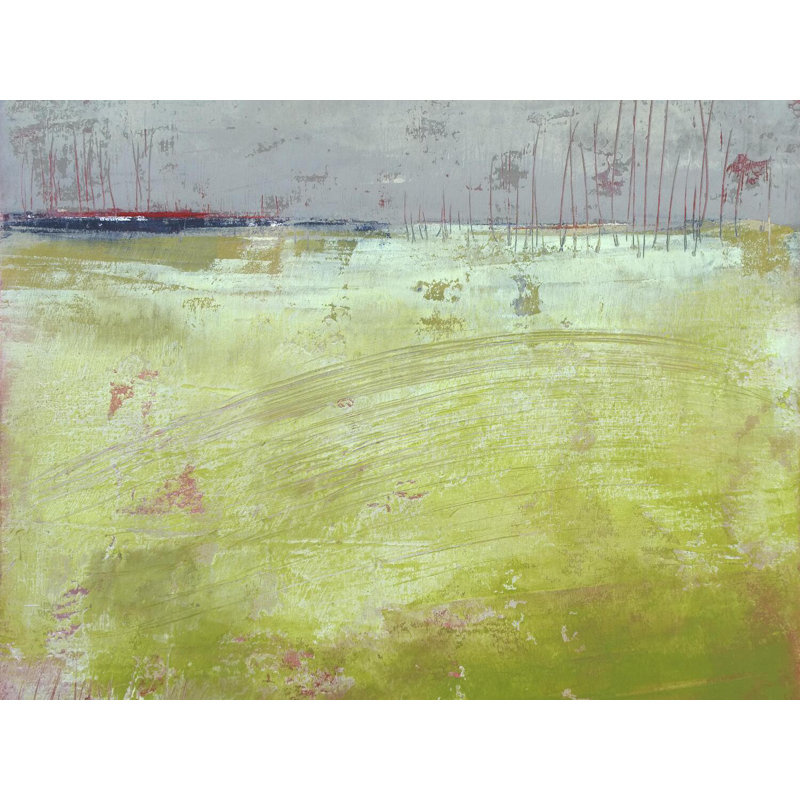 «Crimson Thread» par Victoria Primicias - Peinture, Papier avec cadre noir, H 17,25 po x l 21,25 po