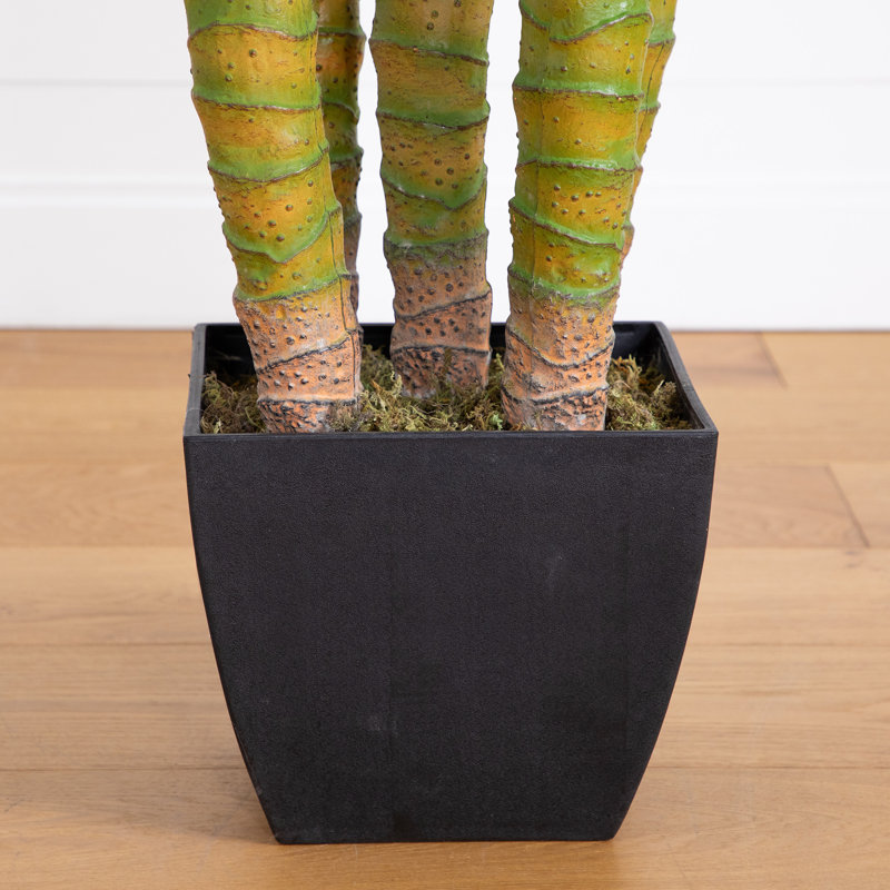 9.5ft Tall Green Plastic Potted Palm Floor Plant