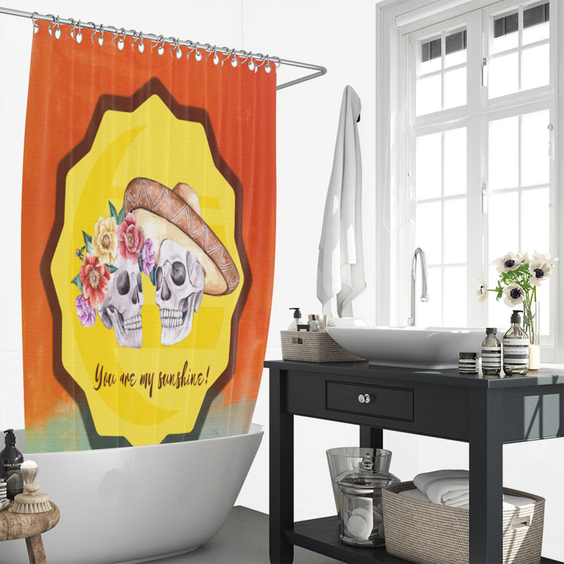 Rideau de douche simple, Jaune / Orange, H 83 po x l 70 po x P 6 po
