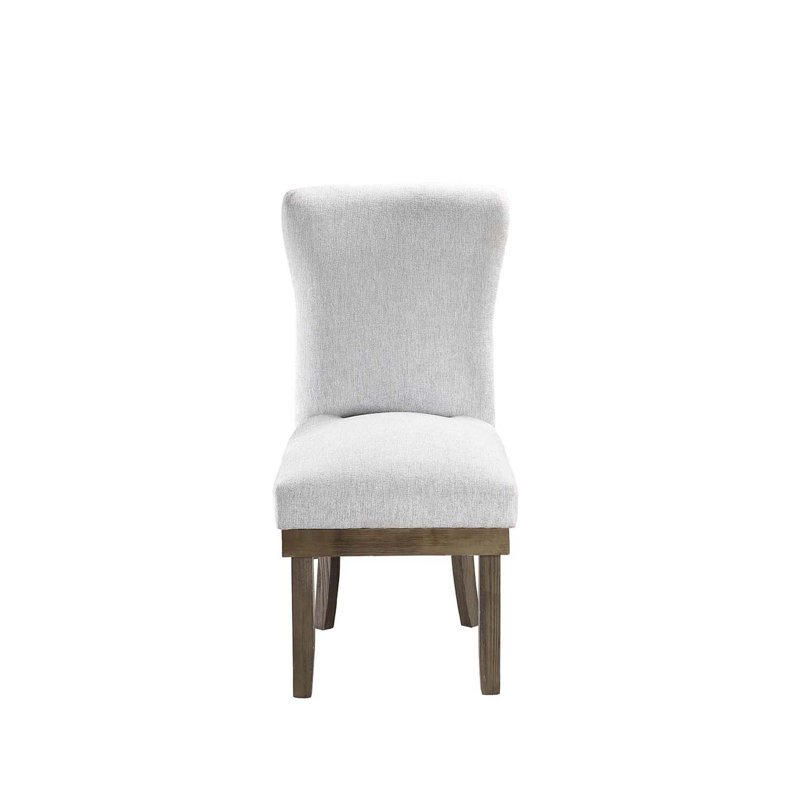 Gray Linen Upholstered High Back Side Chair with Wood Frame