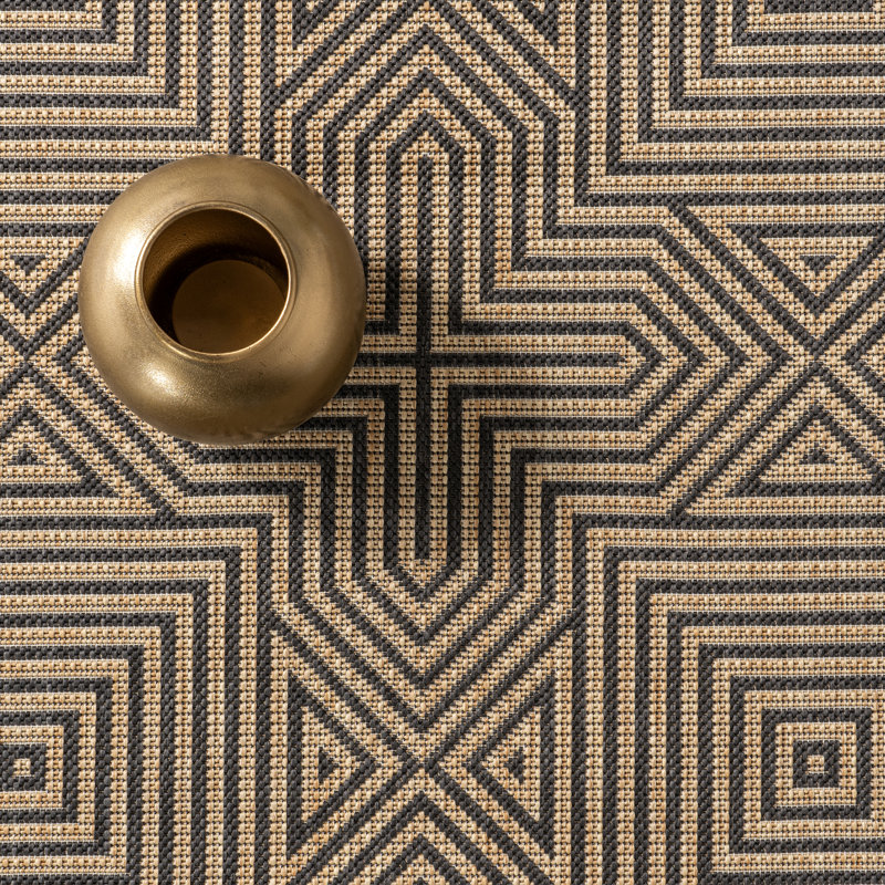 Tapis intérieur / extérieur géométrique Govan, Rectangle 9 pi 6 po x 12 pi
