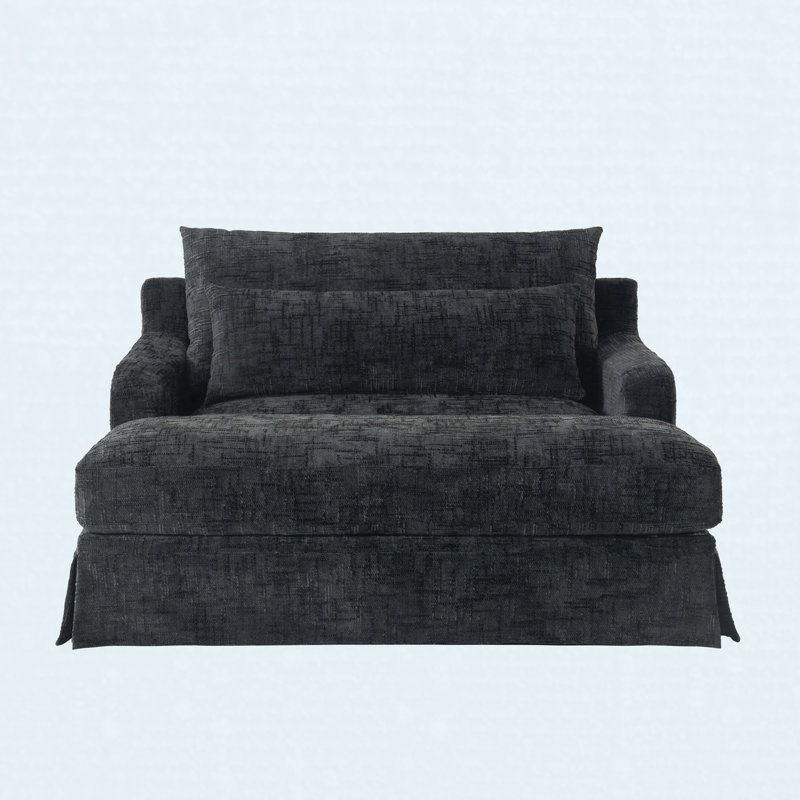 59.5" Chenille Sofa Bed Loveseat with Cushions, Black
