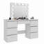 Grandes tables de coiffeuse blanches avec miroir et lumière
