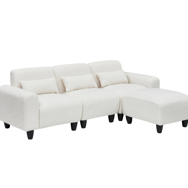 Eibe Upholstered 84.6'' Sofa, Beige Corduroy