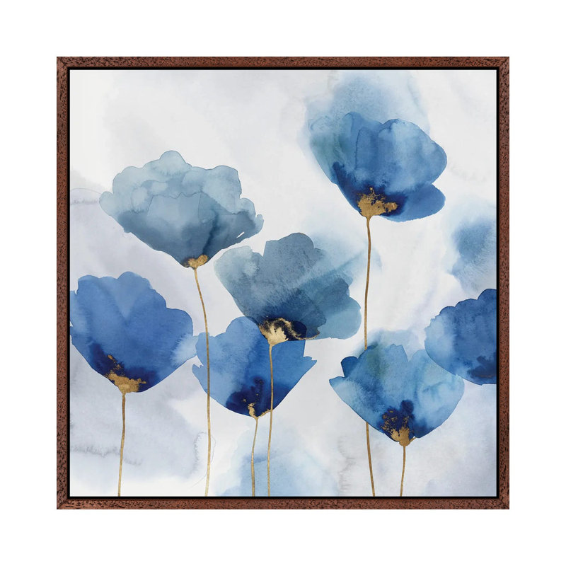Pretty In Blue I by Isabelle Z - Painting on Canvas, 93.98 cm H x 93.98 cm W, Classic Brown Wood Framed