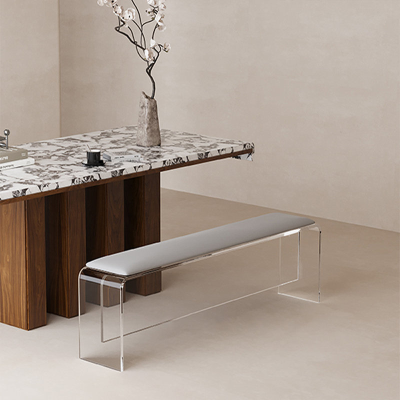 Banc de chambre en cuir gris avec banc d'entrée, Gris