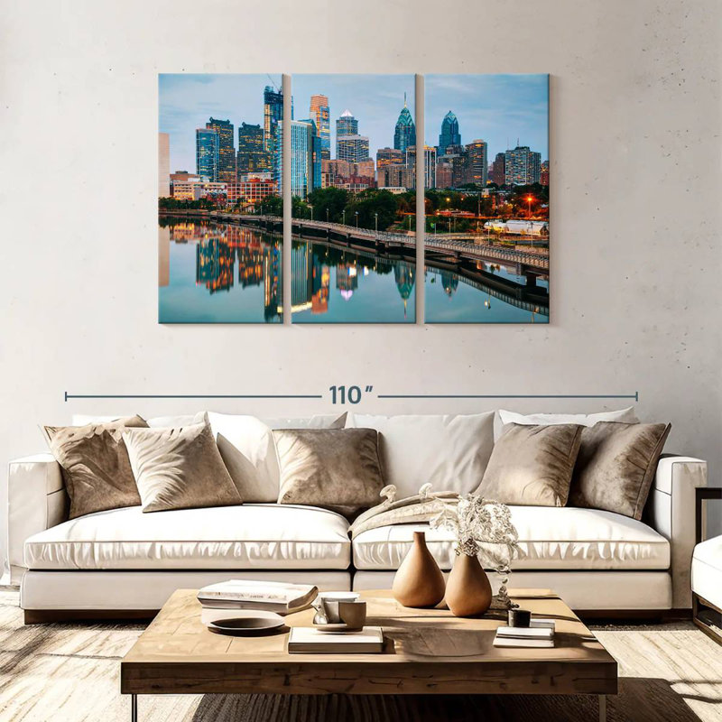 Sireci Philadelphia Skyline And Schuylkill River, 48" H x 74" W