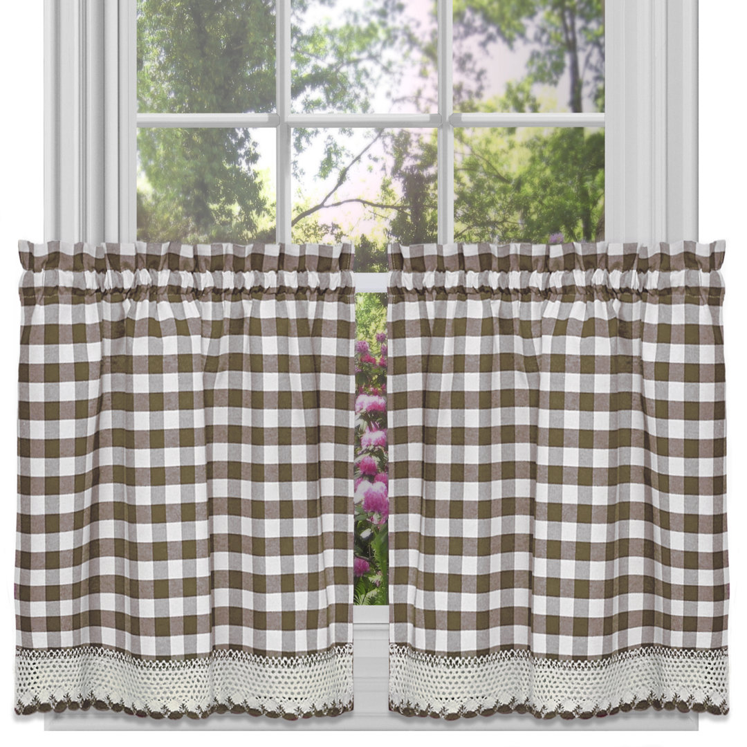 Haylee Cotton Blend Plaid Tailored Cafe Curtain August Grove® 