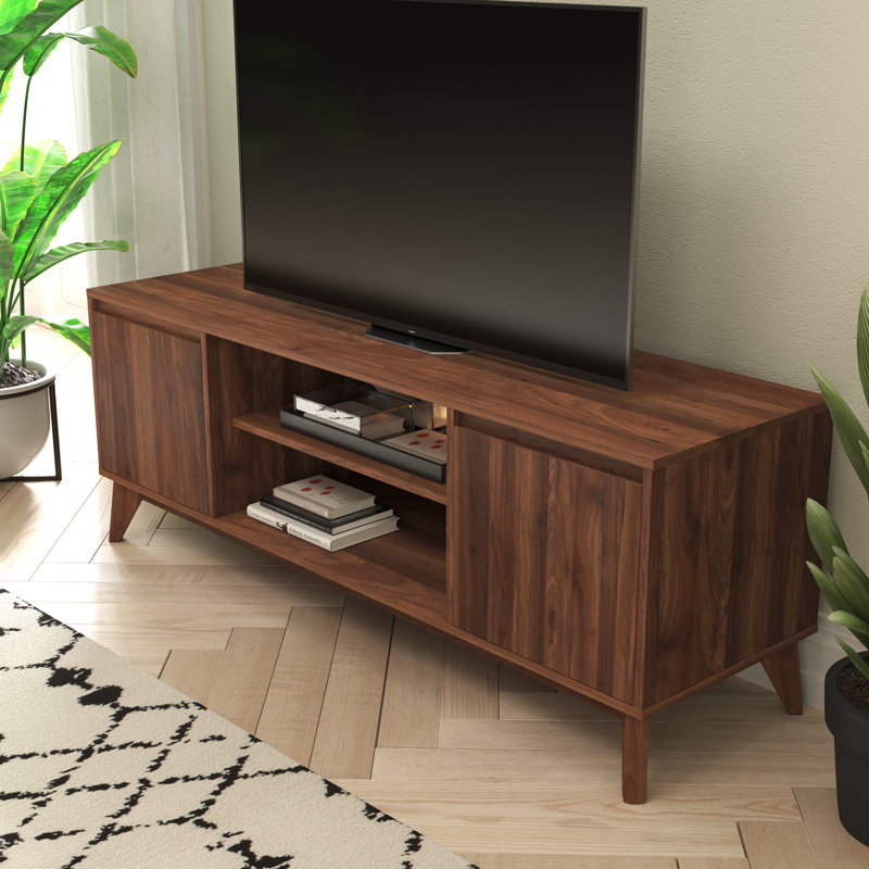 Amittai Engineered Wood TV Stand for TVs by Flash Furniture, 59", Dark Brown