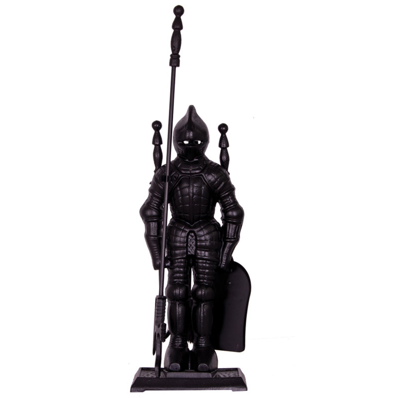 Vida Knight Soldier Iron Fireplace Tool Set