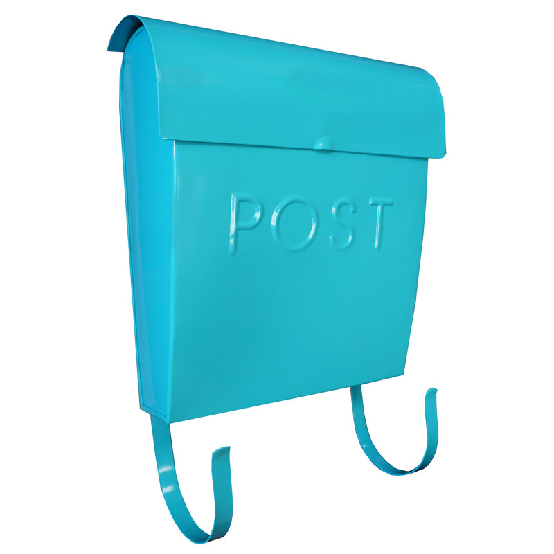 Light Turquoise Aluminum Wall Mounted Mailbox with Newspaper Holder