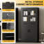 Armoire de rangement verrouillable en métal avec portes en verre - 71 pouces de hauteur, 2 tiroirs, 2 tablettes réglables, poignée encastrée, étanche, gestion des clés commerciale - noir