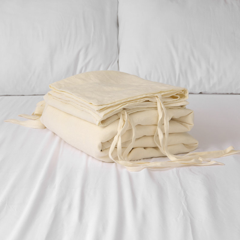 Ensemble de housse de couette 3 pièces Ginesta, Housse de couette pour très grand lit et 2 très , Ivoire