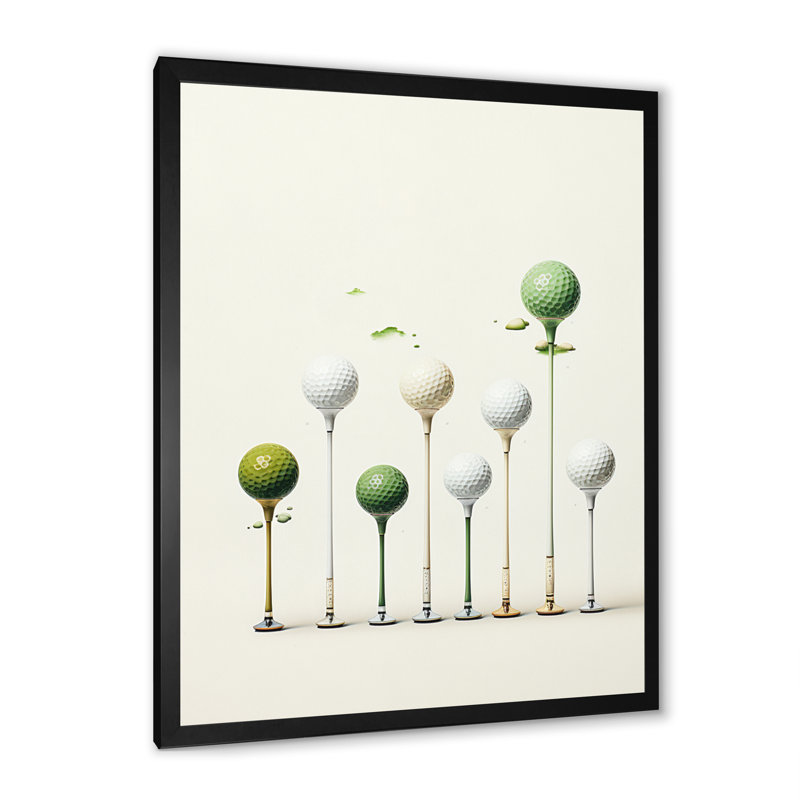 Caidy Minimalisme Golf Tees V - art mural golf, H 32 po x l 24 po x P 1 po, Cadre photo noir