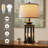 26in Industrial Table Lamp With Usb A+c Ports, 3-way Dimmable Nightlight & Linen Shade, Black Bedside Lamp