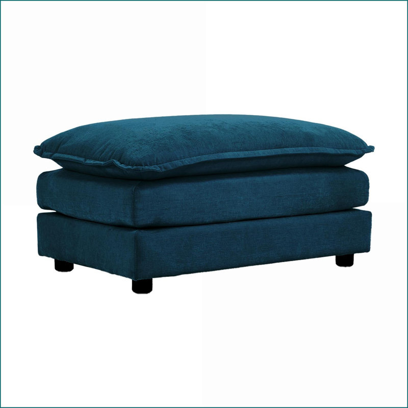 Ottoman Navy Blue Chenille Solid Wood for 2/3/4 Seater Sofas | Wood | Black