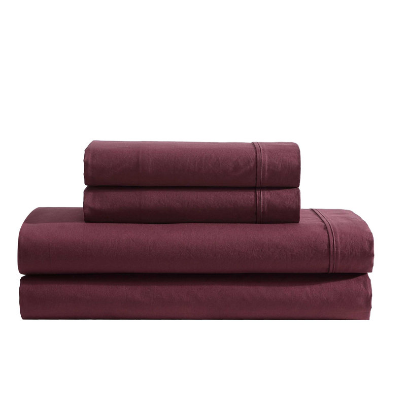 Calvin Klein Washed Cotton Percale Sheet Set, Queen Sheet Set with 2 Pillowcases, Dark Gray