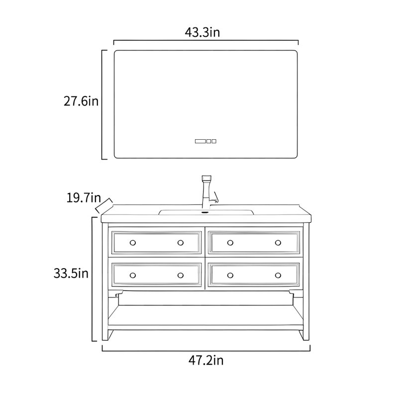 American style stylish bathroom Vanity, Off-white