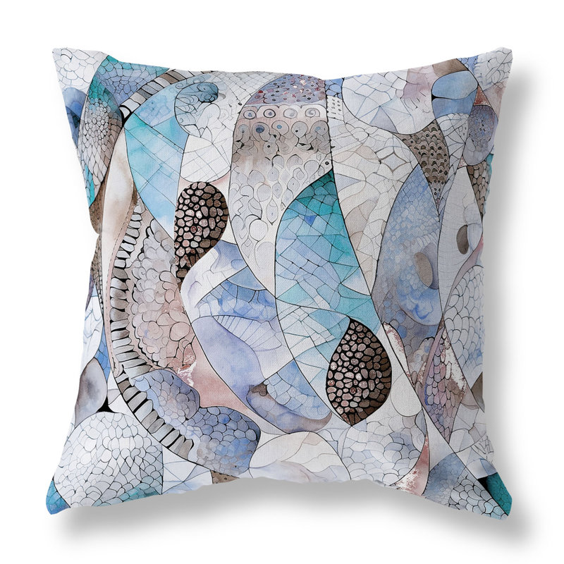 Coussin Rock Heaven, H 16 po x l 16 po, Bleu / brun abstrait